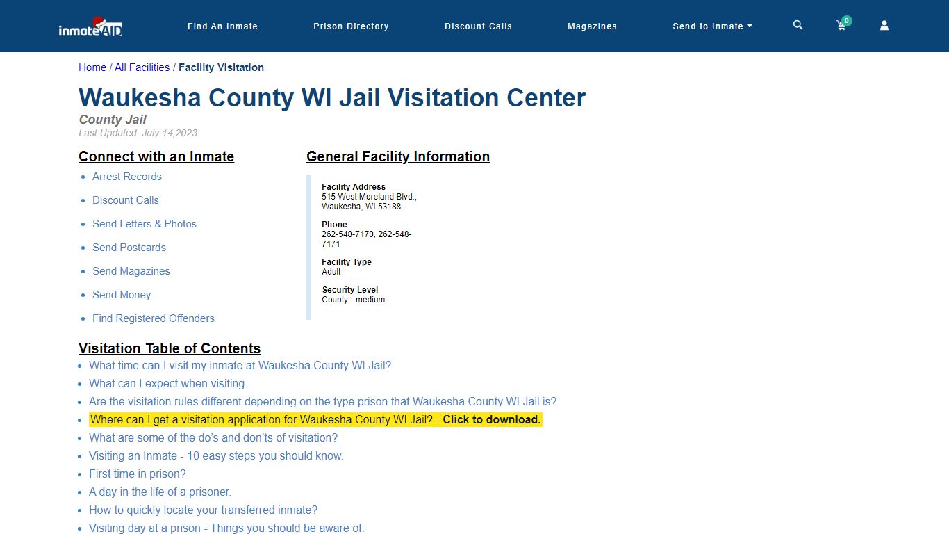 Waukesha County WI Jail | Visitation, dress code & visiting hours